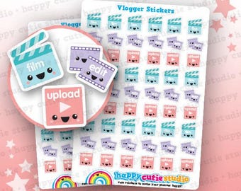 54 Cute Vlogger / Vlogging / Video/ Film / Edit / Upload Planner Stickers