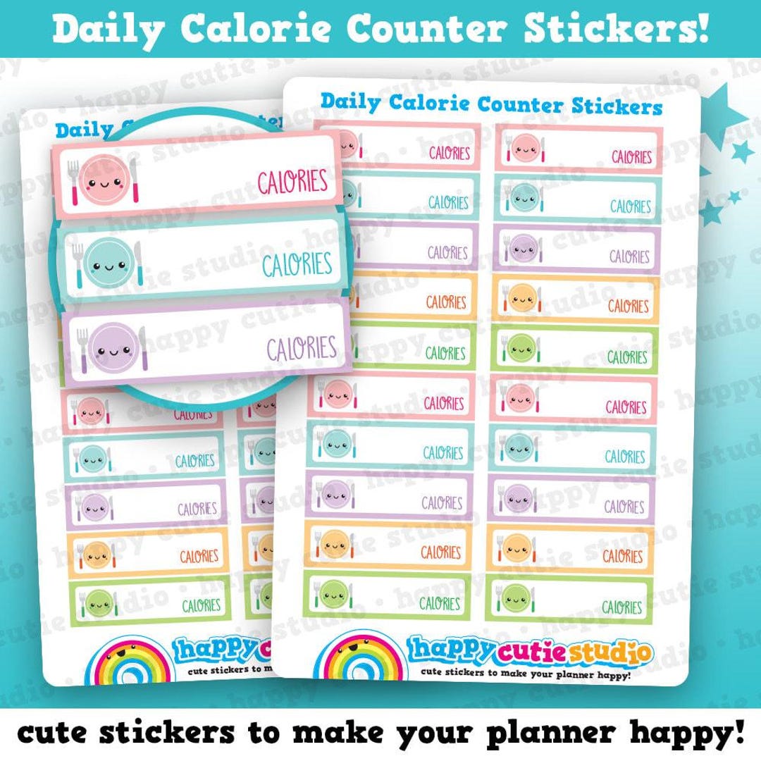 20 Cute Daily Calorie Counter/health/healthy Eating Planner Stickers - Etsy