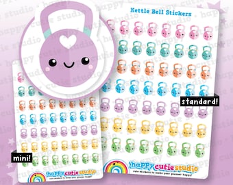 56 Cute Kettle Bell/Gym/Exercise/Work Out Planner Stickers