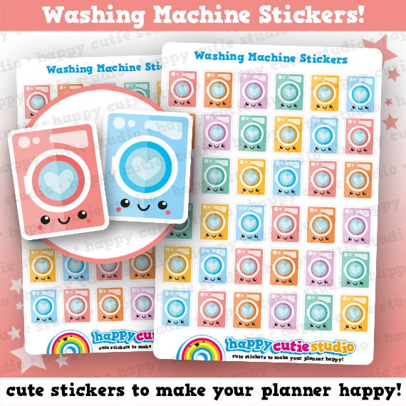 36 Cute Washing Machine/Laundry Planner Stickers | Etsy