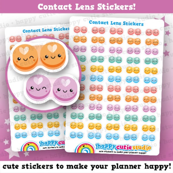 60 Cute Contact Lens Planner Stickers