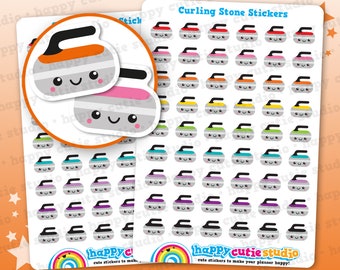 54 Cute Curling Stone/Sport Planner Stickers