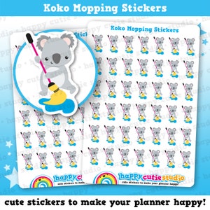 42 Cute Koko the Koala Mopping/Mop/Cleaning Planner Stickers