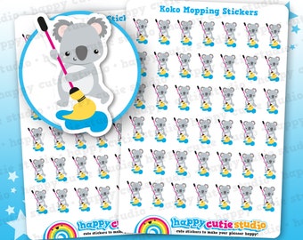 42 Cute Koko the Koala Mopping/Mop/Cleaning Planner Stickers