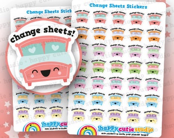 35 Cute Change Sheets/Bed/Clean Planner Stickers