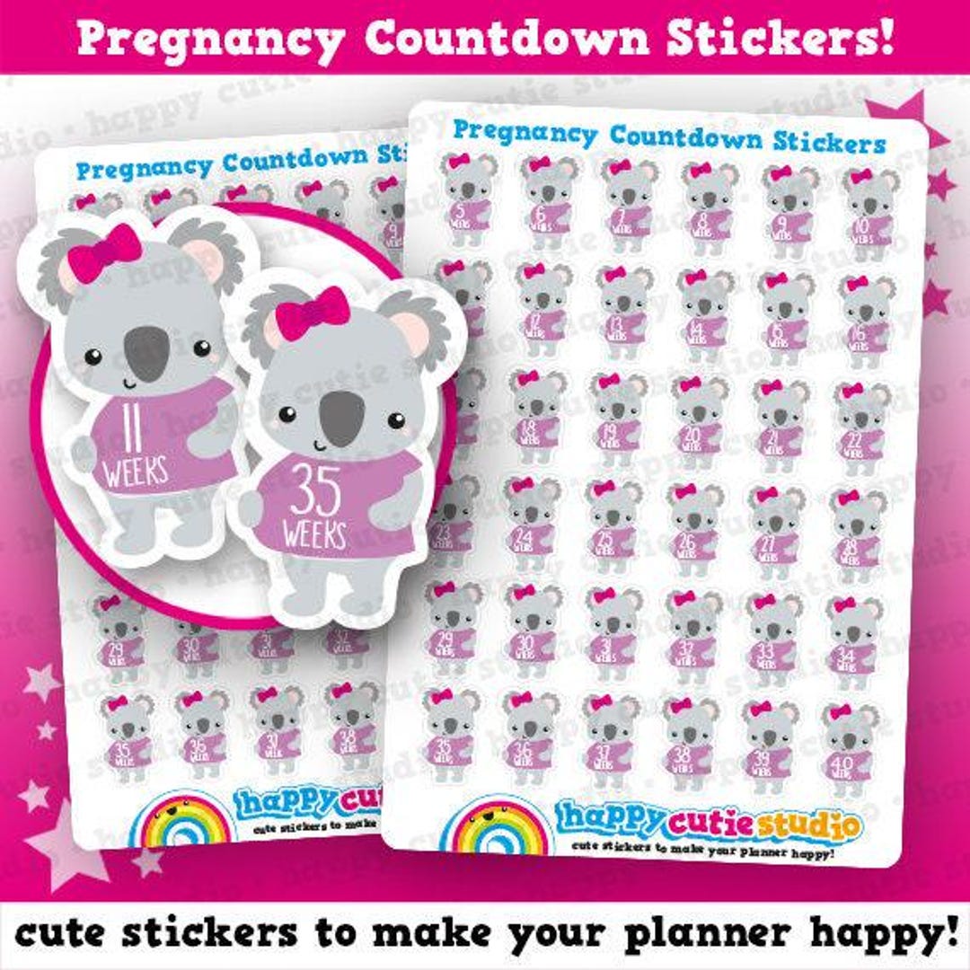 36 Cute Koko the Koala/pregnancy Countdown Planner Stickers - Etsy