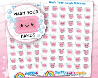 54 Cute Wash Your Hands Planner Stickers