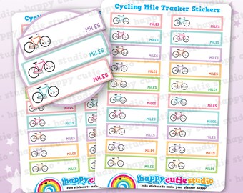 20 Cute Cycling Mile Tracker/Exercise Planner Stickers