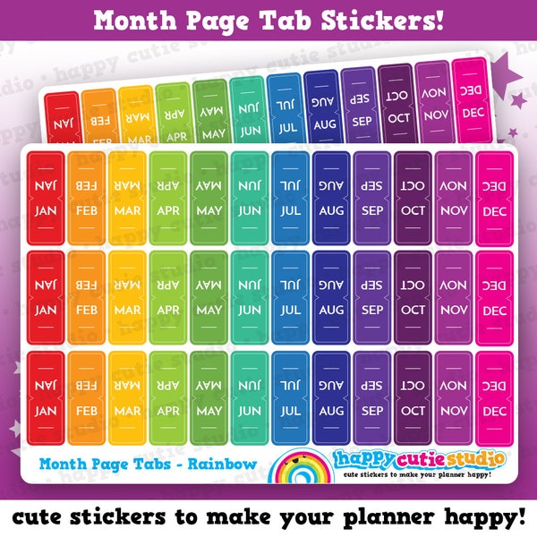 Monthly Page Tabs/Dividers/Functional Planner Stickers