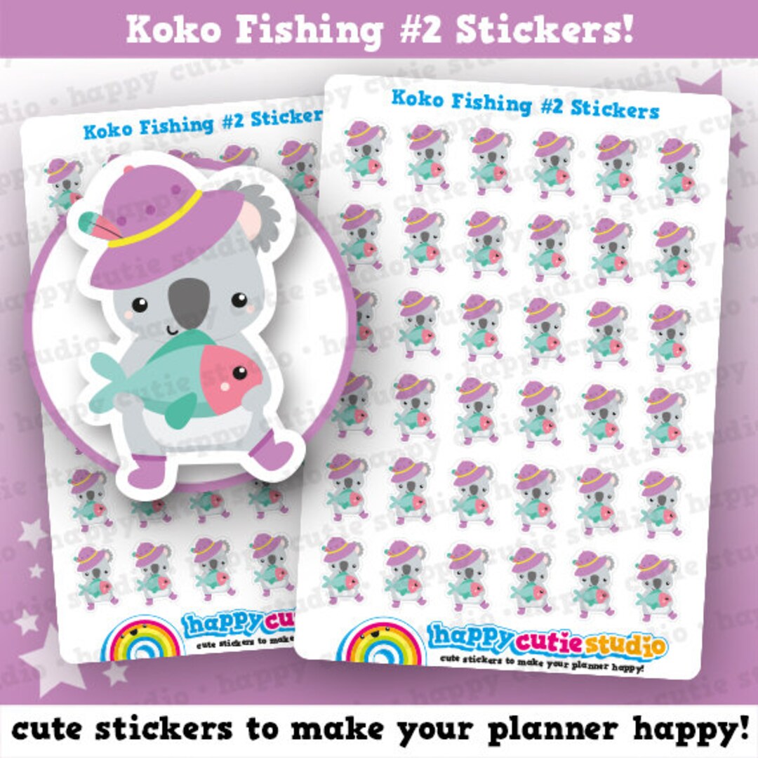 36 Cute Koko the Koala Fishing #2 Planner Stickers - Etsy Australia