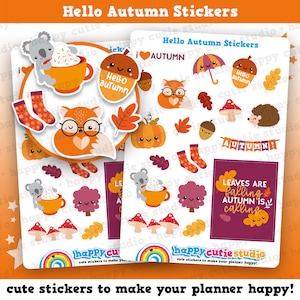 20 Cute Hello Autumn/Fall Planner Stickers