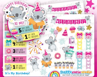 28 Cute Birthday/Party/Celebrate/Countdown Planner Stickers