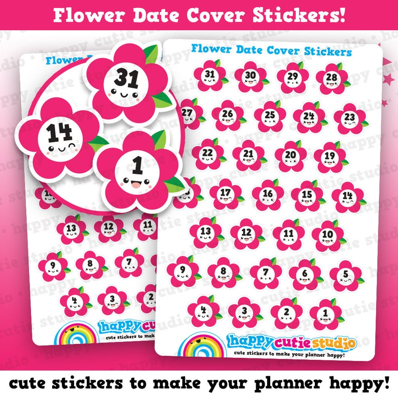 31 Cute Flower/Summer/Date Cover Planner Stickers image 1
