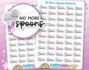 50 Cute No More Spoons/Energy/Health Tracker Planner Stickers