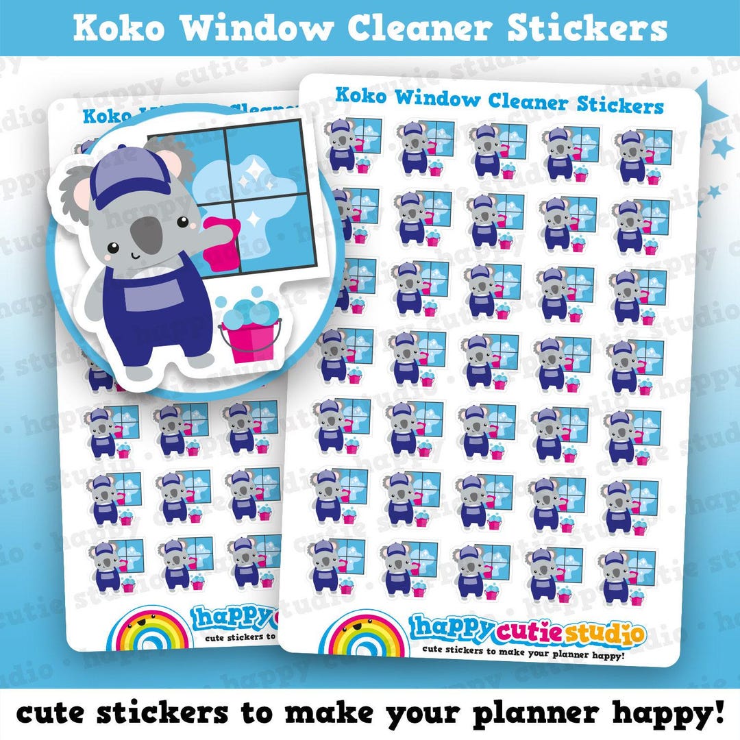 35 Cute Koko the Koala Window Cleaner Planner Stickers - Etsy