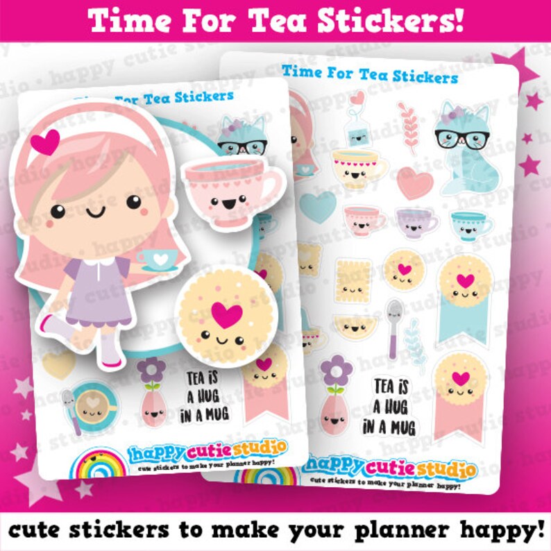 23 Cute Time For Tea Planner Stickers Etsy