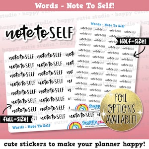 Note To Self Words/Banners/Functional Planner Stickers