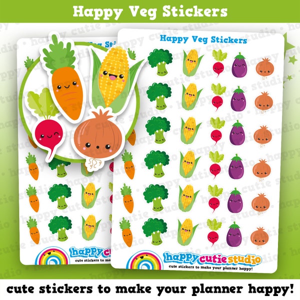 36 Cute Happy Vegetables/Veg/Health/Healthy Eating Planner Stickers