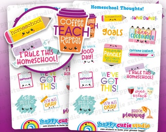 15 Cute Homeschool Thoughts Planner Stickers