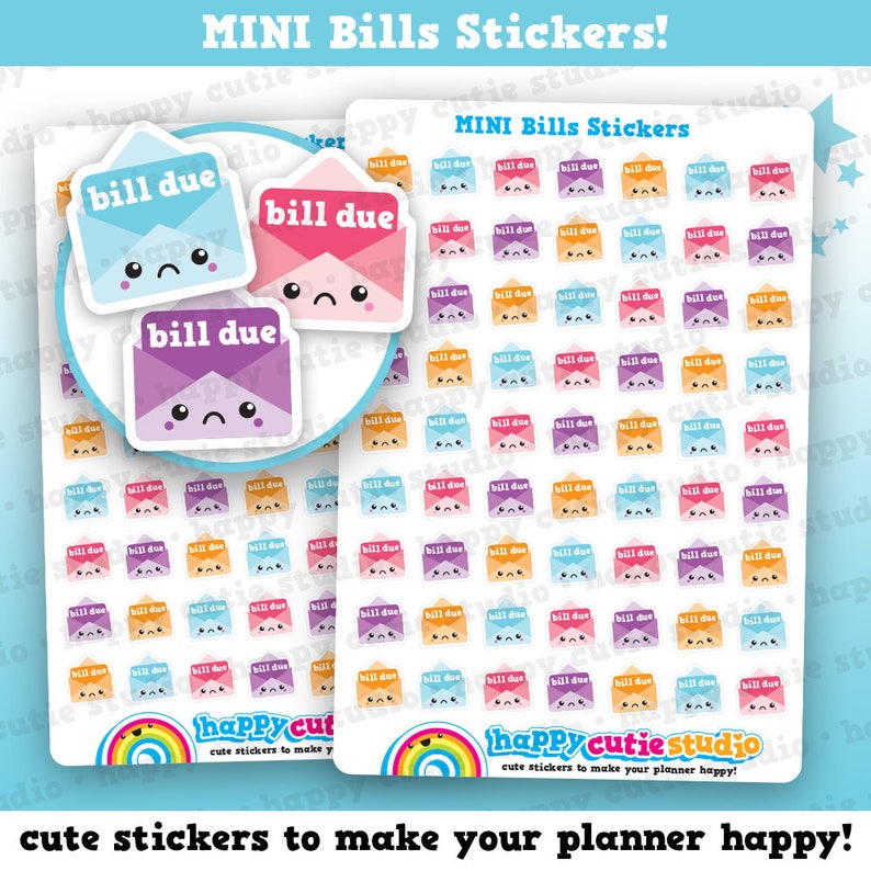 63 Cute MINI Bill Due/pay Bill/ Bills Reminder Planner - Etsy