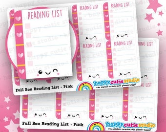 8 Cute Full Box Reading List/Functional/Practical Planner Stickers