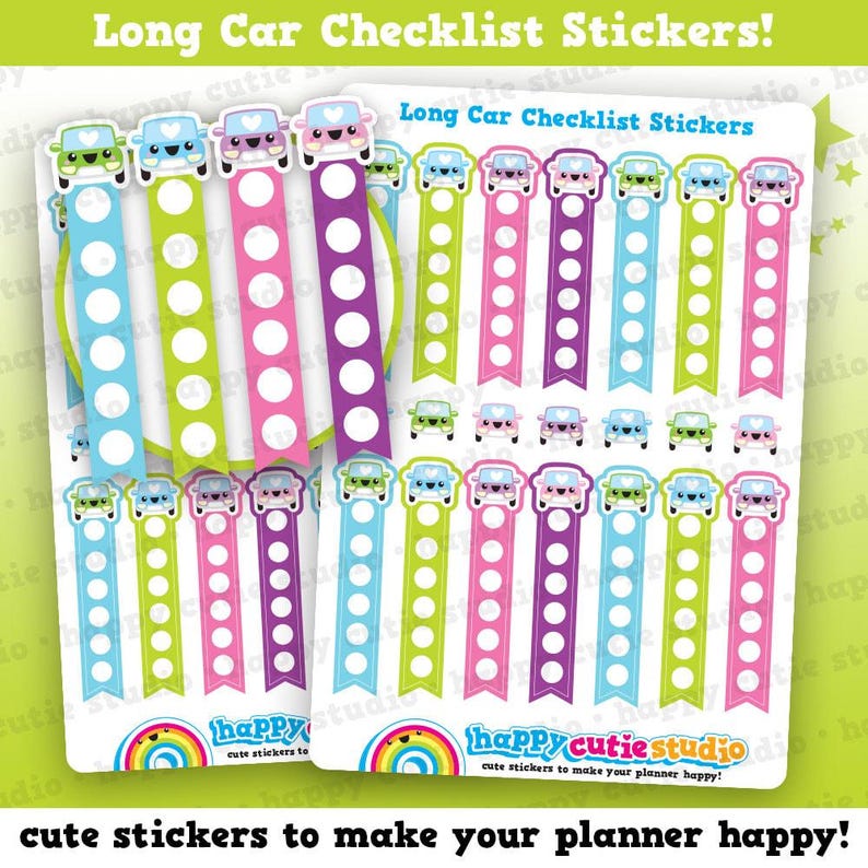 14 Cute Car Checklist Planner Stickers image 1