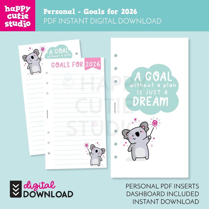 DIGITAL DOWNLOAD - 2026 Goals Personal Printable Planner Inserts - PDF ...