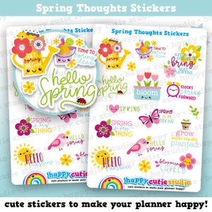 16 Cute Spring/Cute Thoughts Planner Stickers