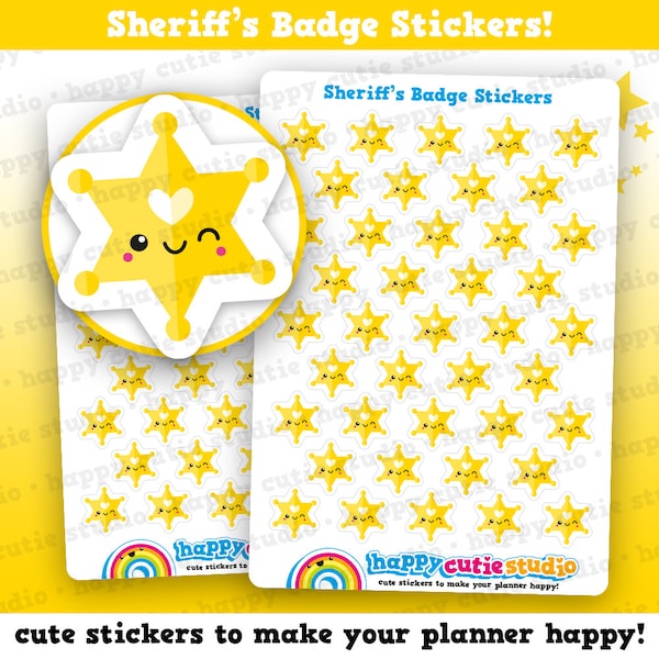 41 Cute Sheriff's Badge/Star/Work Planner Stickers