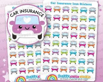 48 Cute Car Insurance Bill Icons/Pay Bill/ Bills Reminder Planner Stickers