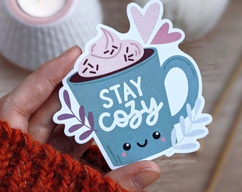 Happy Cutie Studio Stay Cozy Mug Quote Large Sticker/Kawaii/Cute