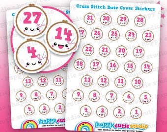 31 Cute Cross Stitch/Sewing/Sew/Date Cover Planner Stickers