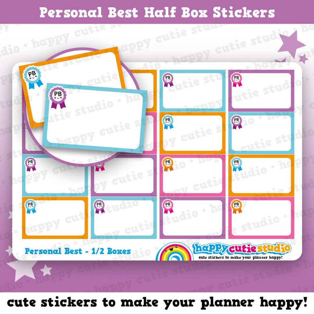 16 Cute Personal Best/pb Half Box Planner Stickers - Etsy
