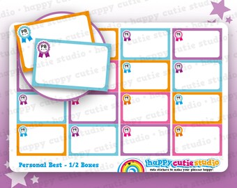 16 Cute Personal Best/PB Half Box Planner Stickers