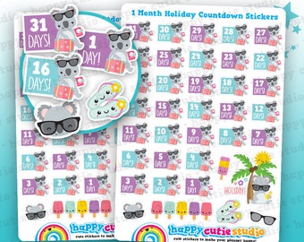 37 Cute Holiday/Vacation/Monthly Countdown Planner Stickers