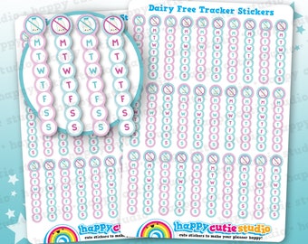 30 Cute Dairy Free Vertical Tracker/Weekly Habit Planner Stickers