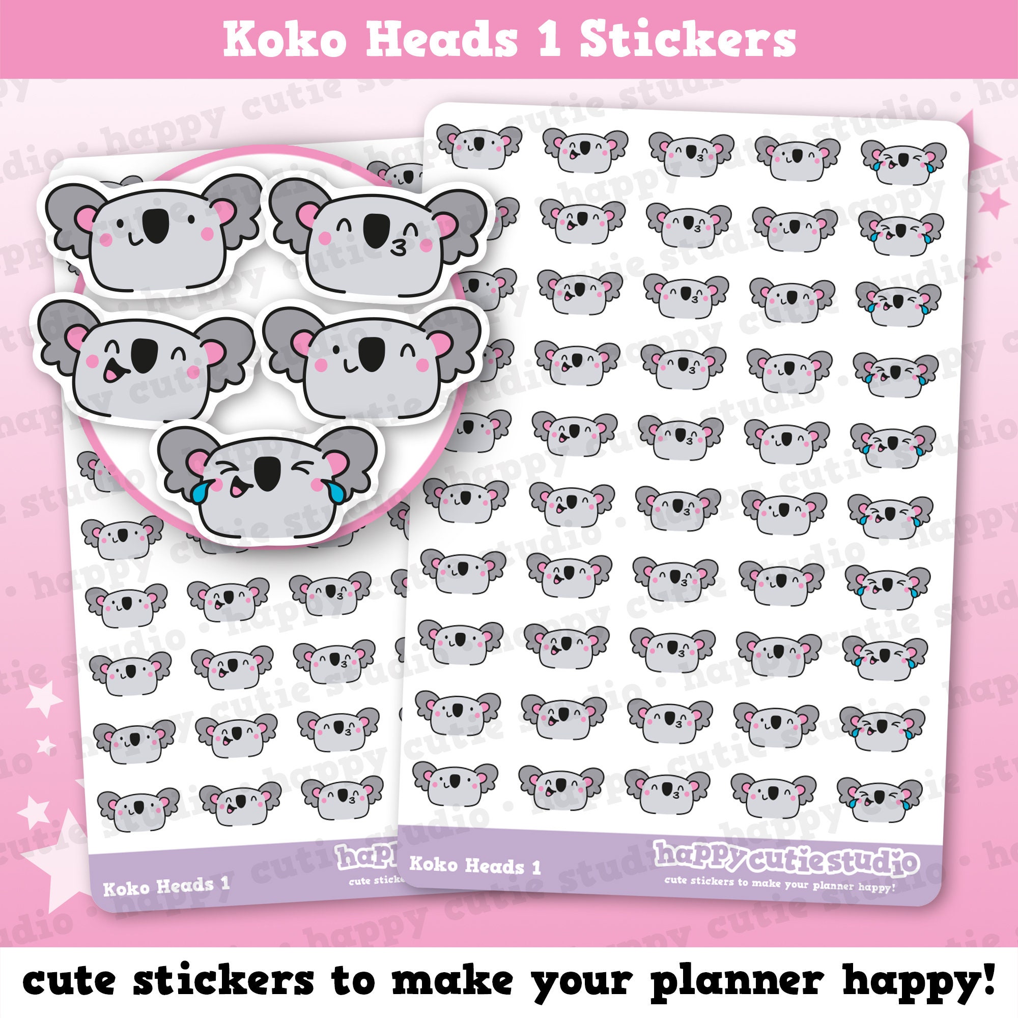 50 Cute Koko the Koala Heads 1 Planner Stickers - Etsy