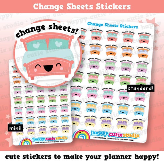 35 Cute Change Sheets/Bed/Clean Planner Stickers