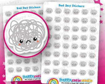 48 Cute Bad Day/Black/Grey/Cloud/Stress/Anxiety Planner Stickers