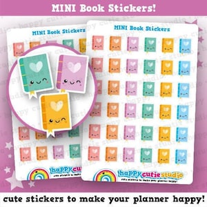 May include: Sheets of mini book stickers in various colors, including teal, pink, orange, and blue. Each sticker features a smiling book with a heart. The text "MINI Book Stickers!" is visible.