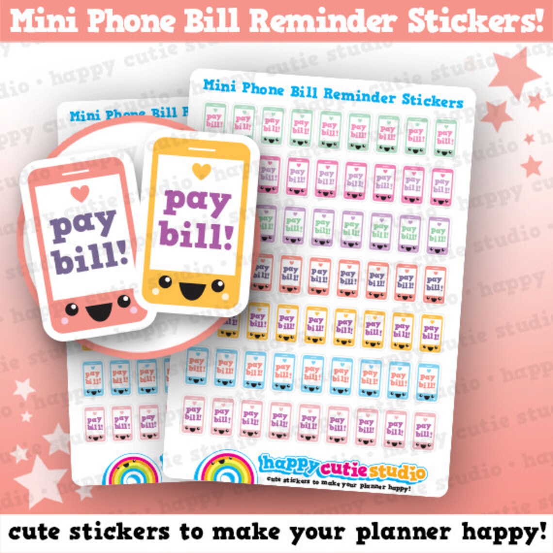 63 Cute MINI Mobile/cell Phone Pay Bill Reminder Planner Etsy UK