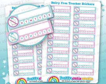 20 Cute Dairy Free Horizontal Tracker/Weekly Habit Planner Stickers
