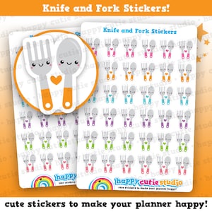 36 Cute Knife and Fork/Meal Prep/Cutlery Stickers