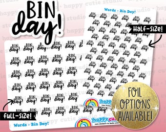 Bin Day Words/Functional/Foil Planner Stickers