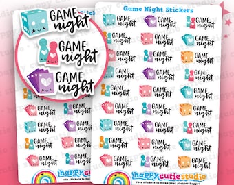 27 Cute Game Night/Games Night/Cards/Dice Planner Stickers