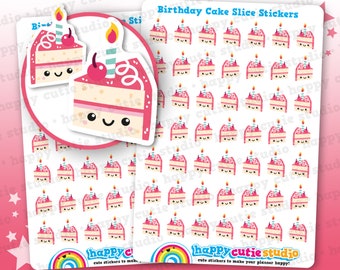 49 Cute Birthday Cake Slice Planner Stickers