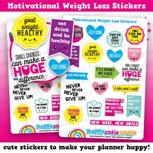 19 Cute Motivational Weight Loss/Healthy Eating/Diet Planner Stickers