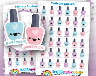 36 Cute Pedicure/Nail Polish/Varnish Planner Stickers