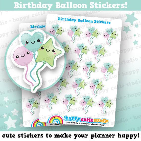 18 Cute Birthday Balloon Planner Stickers - Etsy