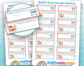 16 Cute Online Groceries Box/Tracker/Shopping/Food Planner Stickers